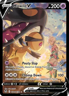 Mawile V card (Silver Tempest Trainer Gallery TG17) with Bede in the artwork