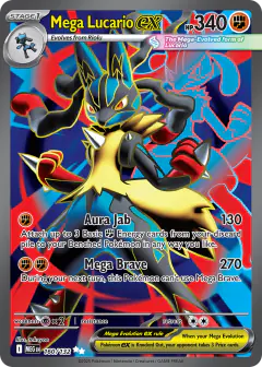 Mega Lucario ex card (Mega Evolution Base 160) with Lucario in the artwork
