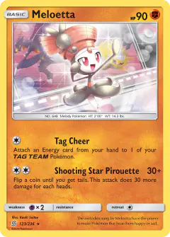 Meloetta card (Unified Minds 123) with Origin Forme Giratina in the artwork