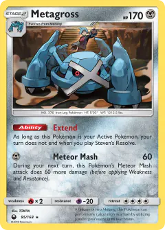 Metagross card (Celestial Storm 95) with Steven in the artwork