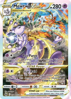 Mewtwo VSTAR card (Crown Zenith Galarian Gallery GG44) with Charizard in the artwork