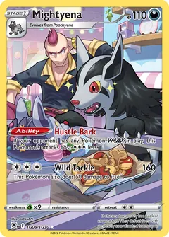 Mightyena card (Astral Radiance Trainer Gallery TG09) with Voltorb in the artwork