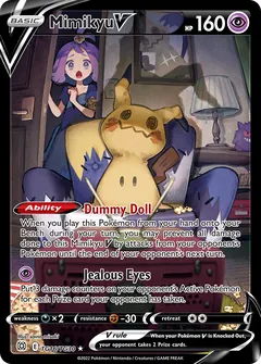 Mimikyu V card (Brilliant Stars Trainer Gallery TG16) with Acerola in the artwork