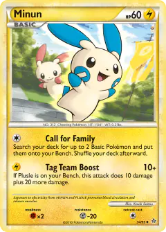 Minun card (HS—Unleashed 34) with Plusle in the artwork