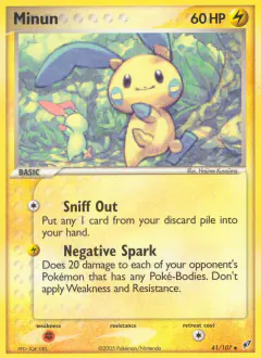 Minun card (Deoxys 41) with Plusle in the artwork
