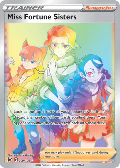 Miss Fortune Sisters card (Lost Origin 209) with Clover in the artwork