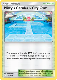 Misty's Cerulean City Gym card (Hidden Fates 61) with Goldeen in the artwork
