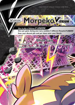 Morpeko V-UNION [top left] card (SWSH Black Star Promos 287) with Team Yell Grunt in the artwork