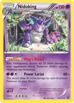 Nidoking card (Steam Siege 45) with Nidoran♂ in the artwork