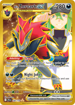 N's Zoroark ex card (Journey Together 189) with N in the artwork