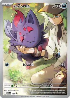 N's Zorua card (Scarlet & Violet Black Star Promos 189) with N in the artwork