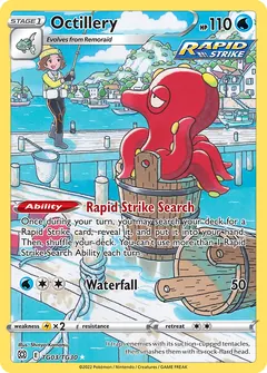 Octillery card (Brilliant Stars Trainer Gallery TG03) with Fisher in the artwork