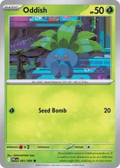 Oddish card (Phantasmal Flames 1) with Alolan Exeggutor in the artwork