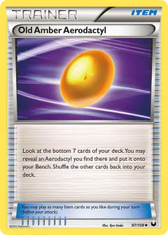 Old Amber Aerodactyl card (Dark Explorers 97) with Aerodactyl in the artwork