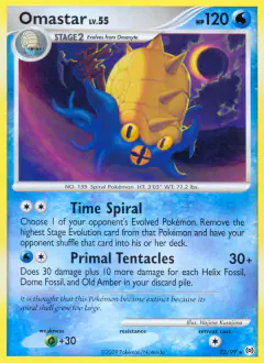 Omastar card (Arceus 23) with Kabutops in the artwork
