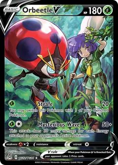 Orbeetle V card (Lost Origin Trainer Gallery TG12) with Bugsy in the artwork