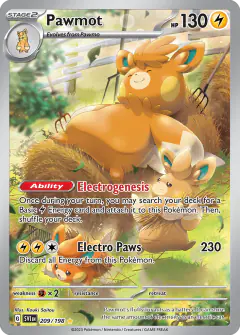 Pawmot card (Scarlet & Violet Base 209) with Pawmo in the artwork