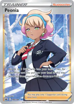 Peonia card (Chilling Reign 196) with Pikachu in the artwork