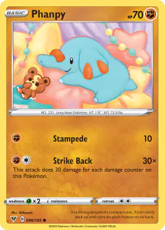 Phanpy card (Vivid Voltage 86) with Teddiursa in the artwork