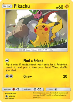 Pikachu card (Sun & Moon Black Star Promos 234) with Hoppip in the artwork
