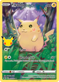 Pikachu card (Celebrations 5) with Butterfree in the artwork