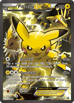 Pikachu-EX card (XY Black Star Promos 124) with Electabuzz in the artwork