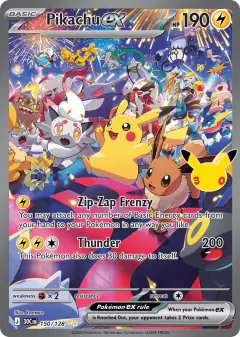 Pikachu ex card with Eevee in the artwork