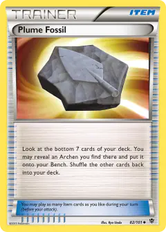 Plume Fossil card (Plasma Blast 82) with Archen in the artwork