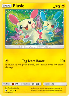Plusle card (Shining Legends 33) with Minun in the artwork