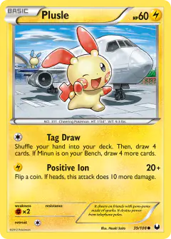 Plusle card (Dark Explorers 39) with Minun in the artwork