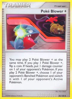 Poké Blower + card (Stormfront 88) with Bidoof in the artwork