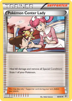 Pokémon Center Lady card (Generations 68) with Pikachu in the artwork
