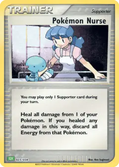 Pokémon Nurse card (Pokémon TCG Classic - Venusaur 23) with Pokémon Center Lady in the artwork