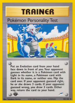Pokémon Personality Test card (Neo Destiny 102) with Azumarill in the artwork