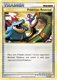 Pokémon Reversal card (HeartGold & SoulSilver Base 99) with Feraligatr in the artwork