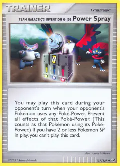 Power Spray card (Platinum Base 117) with Weavile in the artwork