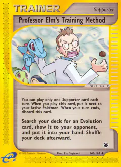 Professor Elm's Training Method card (Expedition Base Set 148) with Chikorita in the artwork