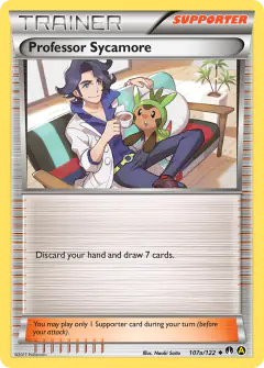 Professor Sycamore card (BREAKpoint 107a) with Chespin in the artwork