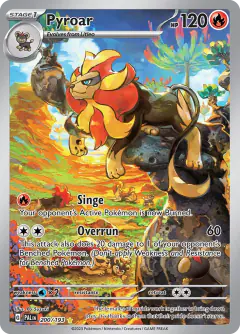 Pyroar card (Paldea Evolved 199) with Litleo in the artwork