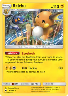 Raichu card (Burning Shadows 41) with Croagunk in the artwork