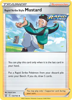 Rapid Strike Style Mustard card (Battle Styles 132) with Kubfu in the artwork