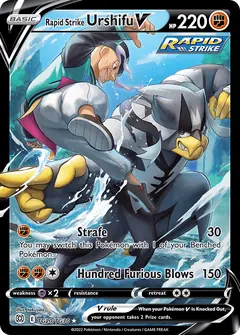 Rapid Strike Urshifu V card (Brilliant Stars Trainer Gallery TG20) with Mustard in the artwork