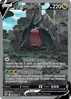 Regidrago V card (Silver Tempest 184) with Lugia in the artwork