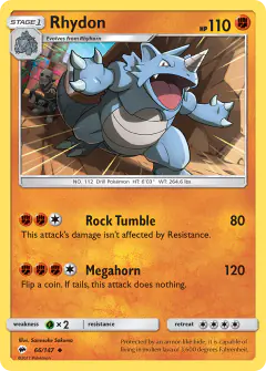 Rhydon card (Burning Shadows 66) with Team Skull Grunt in the artwork