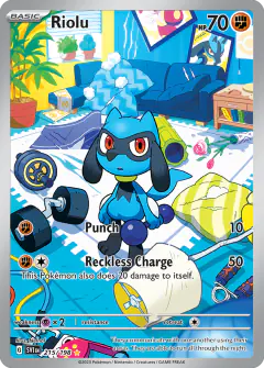 Riolu card (Scarlet & Violet Base 215) with Medicham in the artwork