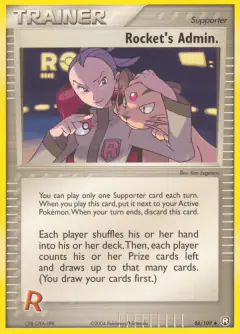 Rocket's Admin. card (Team Rocket Returns 86) with Persian in the artwork