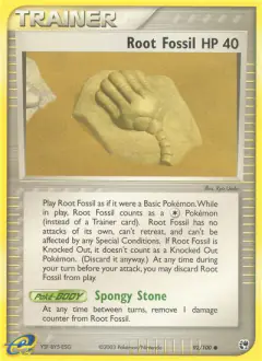 Root Fossil card (Sandstorm 92) with Lileep in the artwork