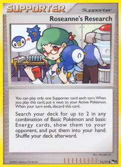Roseanne's Research card (POP Series 8 11) with Piplup in the artwork