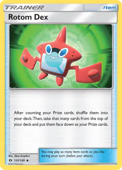 Rotom Dex card (Sun & Moon Base 131) with Rotom Dex in the artwork