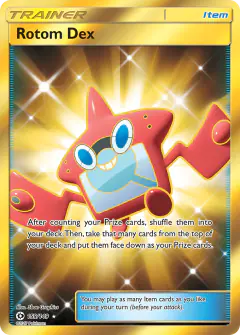 Rotom Dex card (Sun & Moon Base 159) with Rotom Dex in the artwork